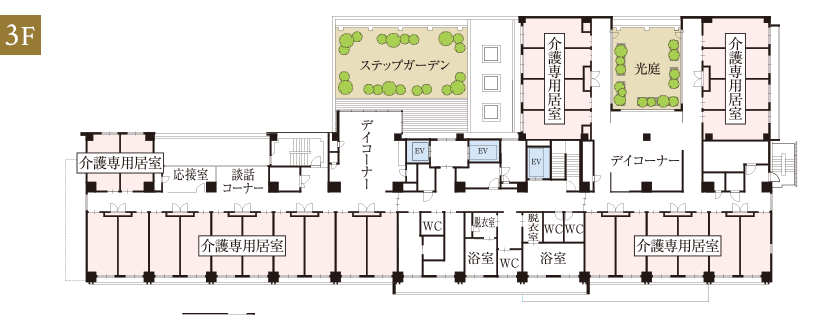 介護専用フロアの間取り図